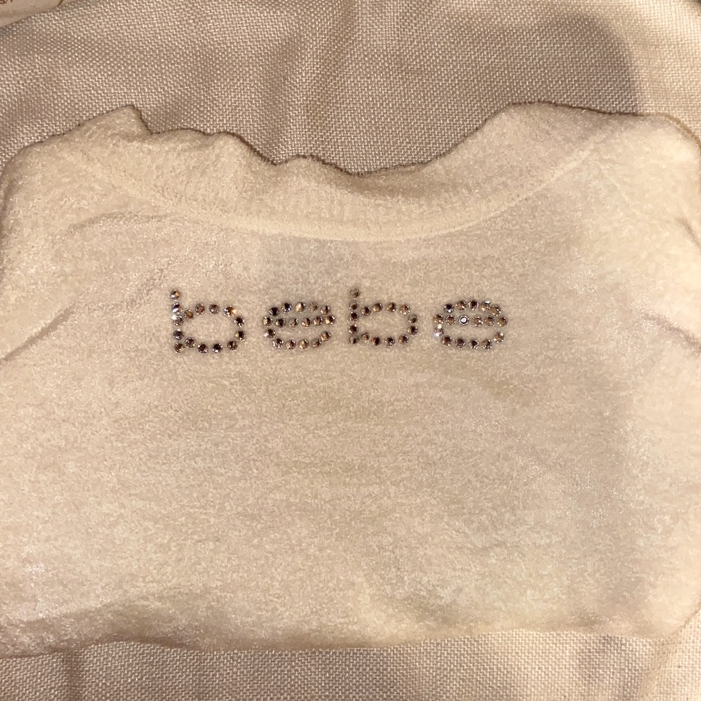 white bebe longsleeve plush shirt
